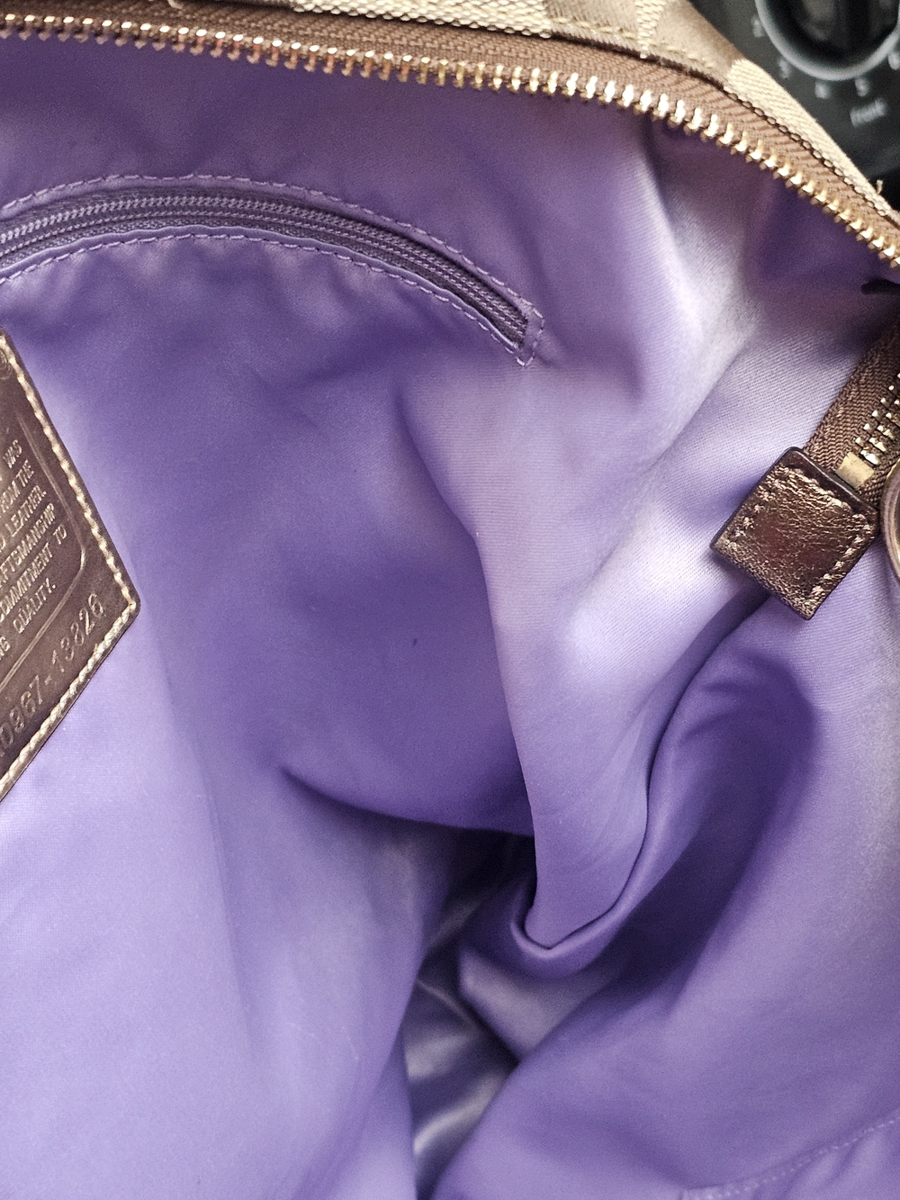 Coach Poppy Glam Op Art Signature Jacquard Canvas & Khaki Bronze Metallic Tote - Picture 6 of 15
